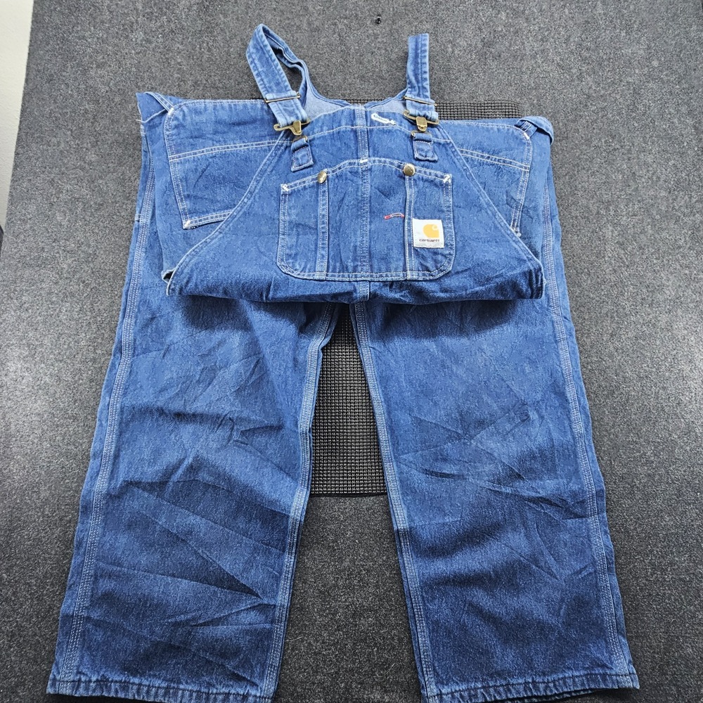 Carhartt Dungarees Adult 40x30 Blue Overalls Bib Carpenter Denim Work Wear Men